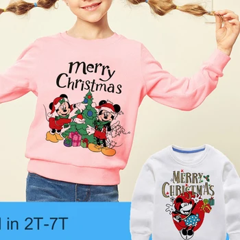 Зимняя Одежда Для девочек 2022 года, Новый Свитер С Веселым Рождеством Из Мультфильма Диснея 