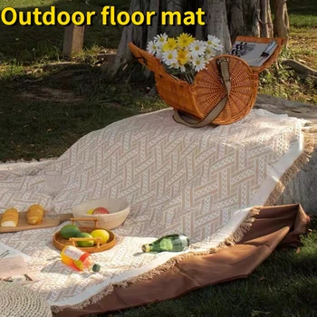Весенний коврик для пикника, вязаный крючком, влагостойкий, 2023 Ткань для пикника на открытом воздухе, Непромокаемое снаряжение для пикника