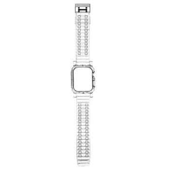Силиконовый Ремешок + чехол для Apple Watch Series 6 5 4 3 2 SE Спортивный Прозрачный Ремешок для часов iWatch 38 40 42 44 мм Прозрачный Браслет