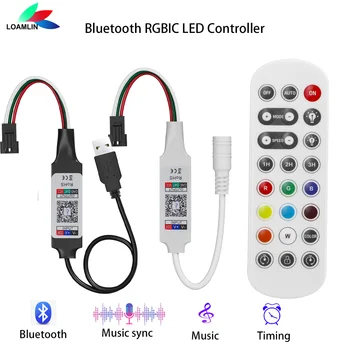 Bluetooth RGBIC светодиодный контроллер 2.4 G 24Key инфракрасный и Bluetooth APP control WS2812 WS2811 Пикселей Светодиодная лента USB/DC DC5-24V