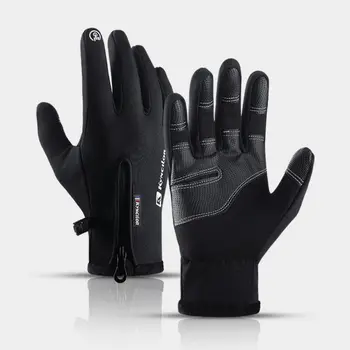 Осенне Зимние водонепроницаемые ветрозащитные теплые перчатки для занятий спортом на открытом воздухе Велоспорт Сенсорный экран на молнии Лыжные плюс бархатные перчатки