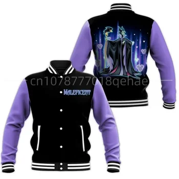 Бейсбольная куртка Disney Maleficent 2023 Повседневная Бейсбольная куртка Disney Maleficent Oversize Уличные Мужские и женские куртки