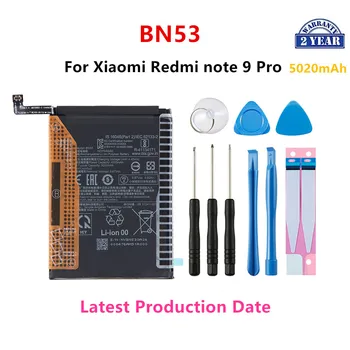 100% Оригинальный аккумулятор BN53 емкостью 5020 мАч для телефонов Xiaomi Redmi note 9 Pro + инструменты