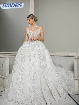 Роскошное свадебное платье без бретелек 2024 Элегантное платье невесты с блестками, Очаровательное платье невесты из бисера Vestidos De Novia