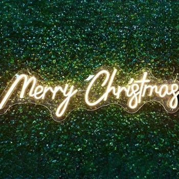 Изготовленная на заказ неоновая вывеска Merry Christmas Неоновые вывески Свет Дизайн интерьера офиса гостиной Неоновые огни Декор стен Рождественские подарки