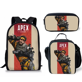 Классическая новинка APEX 3D принт 3 шт./компл. школьные сумки для учеников, рюкзак для ноутбука, наклонная сумка через плечо, пенал