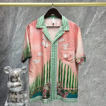 2023 Рубашка с рисунком кокосовой пальмы, повседневная мужская рубашка с коротким рукавом, уличная одежда, летняя Китайская рубашка Camisa Fashion Masculina