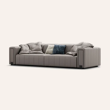 Минималистичный диван, легкая роскошная вилла, дизайнерский кожаный диван высокого класса