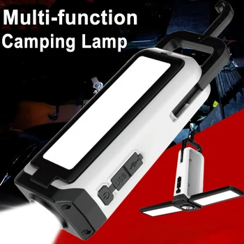 Портативный светодиодный рабочий фонарь с боковой подсветкой COB SOS Складной фонарь для кемпинга, лампа для палатки, перезаряжаемый рыболовный фонарик с блоком питания