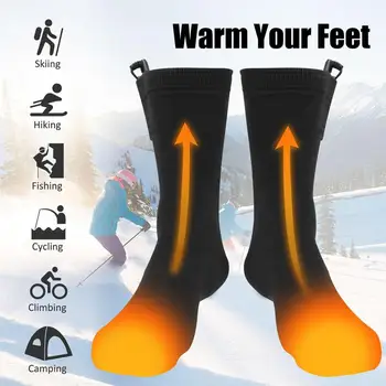 Зимние теплые носки с электрическим подогревом USB, длинные холодные носки, утолщенные грелки для ног, носки с электрическим подогревом, нагрев при постоянной температуре