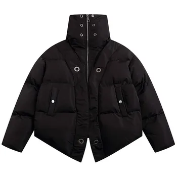 Верхняя одежда Кожаный топ, Роскошные Дизайнерские парки, Мужская пуховая куртка, черные Стеганые пальто, парки с нерегулярным высоким воротником, куртки, Уличное пальто