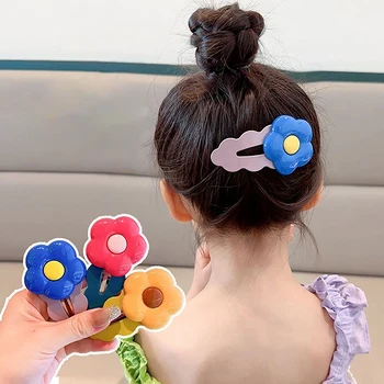 Заколка для челки для девочек Корейская версия детских аксессуаров для волос головной убор для девочек карточка для волос не повредит волосам цветочная заколка для волос