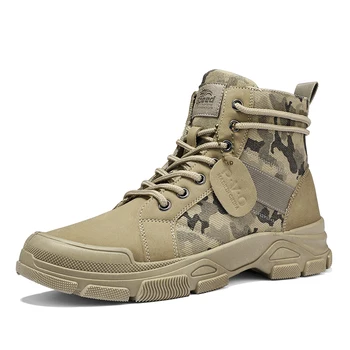 2023 мужские военные ботинки, осенние камуфляжные повседневные мужские ботинки на плоской подошве для пустыни с высоким берцем, дышащая нескользящая рабочая обувь