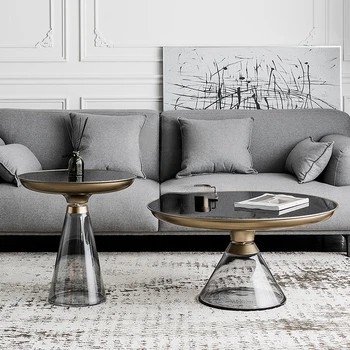 Современная мебель Журнальный столик в гостиной Nordic Home Креативный Дизайнерский Диван Приставной столик Легкий Роскошный Стеклянный чайный столик круглой формы