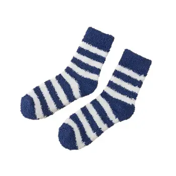 Утолщенные плюшевые носки, Модные носки в полоску, Японские носки средней длины в стиле Харадзюку, Зимние