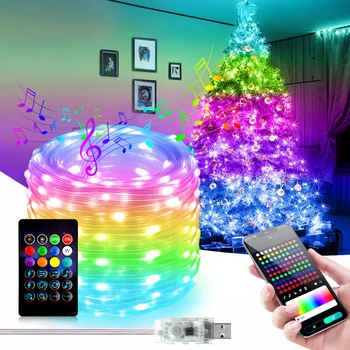 10 М 5 М Водонепроницаемый Smart Dreamcolor RGBIC Led Fairy String Light Smart RGBIC Ws2812b Праздничное Украшение Рождественский Свет Bluetooth