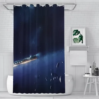 Занавески для душа Star Train Space из водонепроницаемой ткани Honkai Star Rail Креативный декор ванной комнаты с крючками Аксессуары для дома