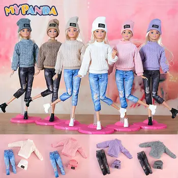 1 комплект 30-сантиметровой кукольной одежды, костюм для одевания, Аксессуары, Свитер, шляпа, Джинсовый костюм, Игрушки для девочек в виде домика