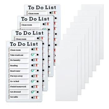 Доска для заметок со списком дел 4 шт. Съемная доска объявлений Пластиковый контрольный список для дома на колесах Доска для личного расписания с 8 карточками