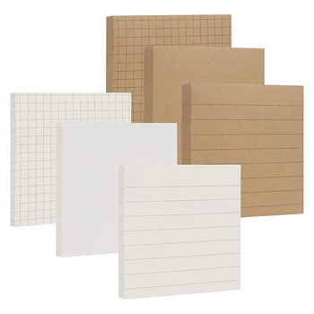 6шт Крафт-бумаги Белые пустые сетки с подкладкой Стикеры 480 листов