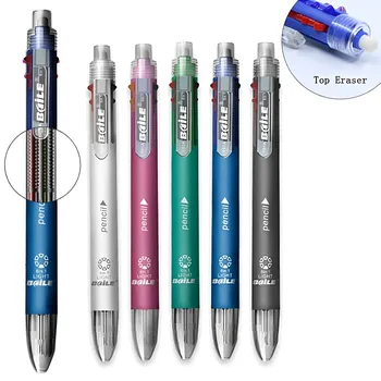 5шт Разноцветных шариковых ручек 6 в 1 0,7 мм 5 цветов для заправки шариковых ручек и 0,5 мм механический грифель для карандашей Школьные принадлежности