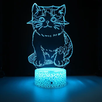 Ночная Кошачья лампа, 3D Иллюзия, ночник, Настольная лампа, 7 цветов, Автоматическое постепенное изменение, USB Светодиодный ночник, Подарки для детей, Украшение дома