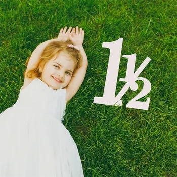 Реквизит для фотосессии 18-месячного ребенка, большая белая табличка с цифрами, деревянные буквы из ПВХ, логотип фотографа, украшение для детского дня рождения 1 1/2