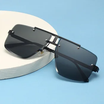 Бескаркасные солнцезащитные очки-авиаторы, европейские и американские мужские солнцезащитные очки с градиентным козырьком, солнцезащитные очки с защитой от ультрафиолета