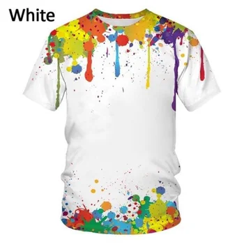 2023 Цветные чернила, мужская модная повседневная футболка с 3D-принтом и короткими рукавами, красочная футболка с брызгами чернил
