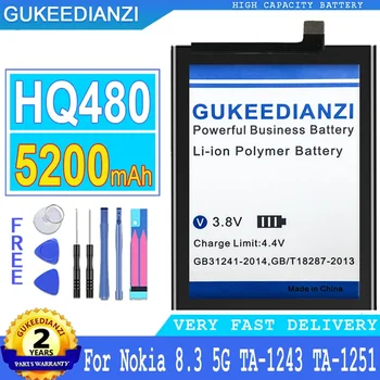 Сменный аккумулятор GUKEEDIANZI, 5200 мАч, HQ480 для Nokia 8.3 5G TA-1243 TA-1251, аккумулятор большой мощности