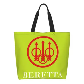 Сумка для покупок Beretta из вторичной переработки, женская холщовая сумка через плечо, портативные сумки для любителей военного оружия, продуктовые сумки для покупателей