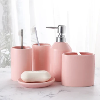 Набор чашек для мытья посуды Бытовая керамика Костюм для ванной комнаты из пяти частей Чашки для чистки зубов Принадлежности для ванной комнаты