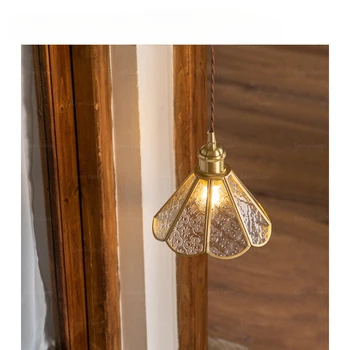 Полностью медная латунная люстра, прихожая в стиле ретро старого Шанхая, прикроватное стекло, лампа в американском стиле