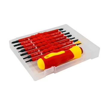 С VDE изолированная шлицевая отвертка набор отвертка биты комплект с тестером ручка красный и черный электрики ручными инструментами