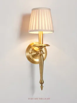 Американский винтажный Латунный настенный светильник, хрустальные лампы для гостиной, Медные настенные бра, светильники, классический Зеркальный светильник для спальни