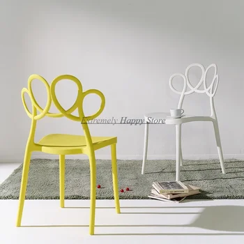 Обеденные стулья из желтого пластика, современные скандинавские Сверхлегкие Обеденные стулья для экономии места, Одноместная минималистичная мебель для дома Fauteuil