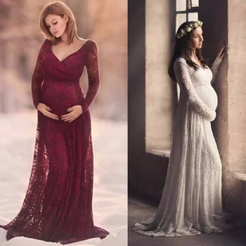 Кружевные платья для беременных для фотосессии, платье для фотосессии, реквизит для фотосессии, свадебное платье с V-образным вырезом, одежда для беременных