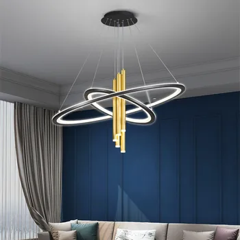 Современная светодиодная круглая люстра для гостиной, кухни, подвесная люстра в стиле лофт, алюминиевые подвесные светильники для столовой