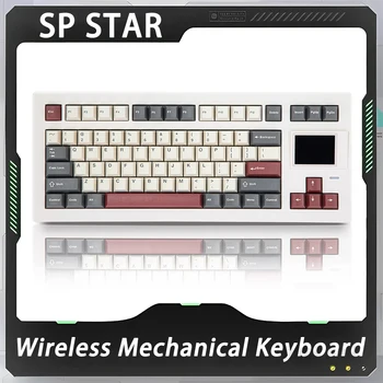 SP STAR D82 PRO Wireless Gaming Прокладка Клавиатуры Экран Дисплея Трехрежимная Механическая Клавиатура С Горячей Заменой И RGB Подсветкой Подарок ПК Геймеру