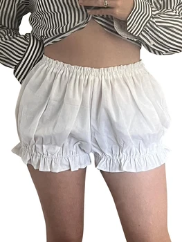 Женские летние повседневные шорты-шаровары с рюшами на резинке, пляжные уличные шорты