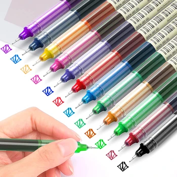 Шариковая Ручка 12шт Разной Расцветки Быстросохнущие Чернила 0,5 мм Тонкая Жидкая Разноцветная Ручка для Ведения Дневника Плавное Письмо