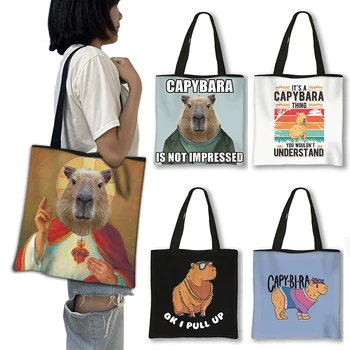 Сумочка с милым животным принтом Капибары, женские сумки-тоут, модная женская сумка через плечо, многоразовые повседневные сумки для покупок, подарок