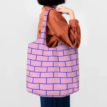 Горизонтальная хозяйственная сумка Brick House с розовым фламинго, холщовая сумка через плечо, портативные сумки для покупок в магазине Street Art Eldridge Groceries