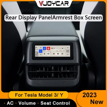 Vjoycar 2023 для Tesla Модель 3 Y Аксессуары Дисплей Заднего Управления Коробка Для Подлокотников IPS Кондиционер Голосовое Управление Обогревом Сиденья-экран