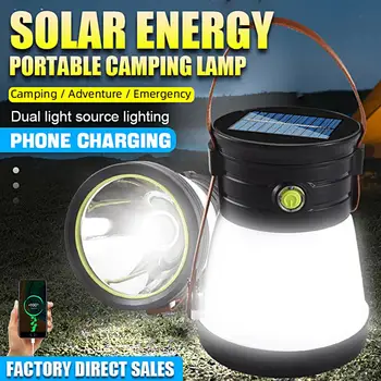 Солнечный фонарь для кемпинга, Водонепроницаемая подсветка высокой яркости, ABS Прожектор, USB Многофункциональная палатка, Аксессуары для кемпинга