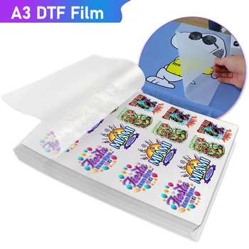 100ШТ пленка DTF формата A3 толщиной 75U прозрачный лист с двусторонним клеем для переноса пленки DTF Пленка DTF для печатной машины для футболок