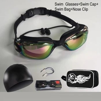 Защита от запотевания и ультрафиолета, водонепроницаемые регулируемые силиконовые очки для плавания, Профессиональные водные виды спорта, Пляжные очки, Очки для серфинга