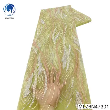 2023 Bestway Африканское кружево бусины Тканевый материал для одежды Сетка Нигерийские Манекены Высококачественные Свадебные платья Тюль ML76N473