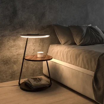 Торшеры Led Light Креативный Дизайн Полки Чайная Лампа Обеспечивают Беспроводную Зарядку Мобильных Телефонов Спальня Кабинет Гостиная Отель