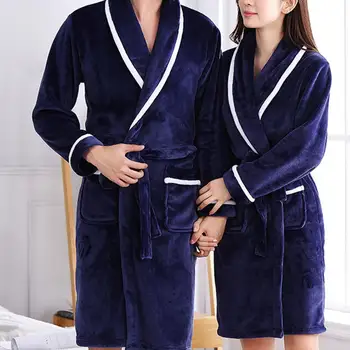 Удобный халат, свободный кардиган с длинными рукавами, домашняя одежда, теплые пижамы, осенне-зимняя Фланелевая длинная ночная рубашка для мужчин и женщин